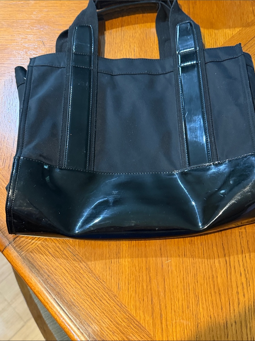 Tory Burch Black Nylon Tote with Patent Trim and Logo - Picture 6 of 11
